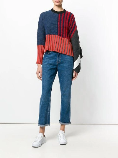 Shop Kenzo Stripe Knit Sweater With Flared Sleeve