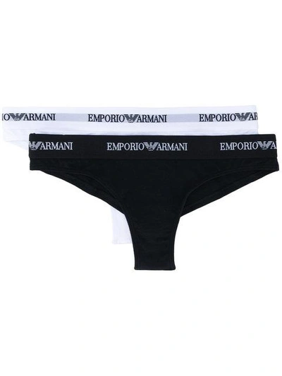 Shop Emporio Armani Logo Band Briefs - Black