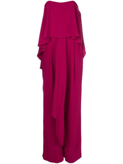 Shop Halston Heritage Sleeveless Frill-trim Jumpsuit