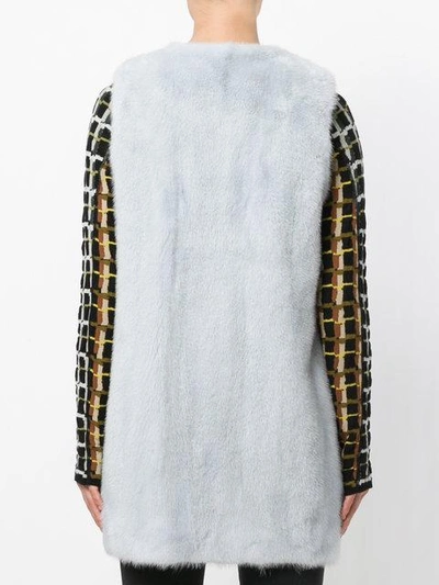 Shop Yves Salomon Long Mink Fur Gilet In Blue