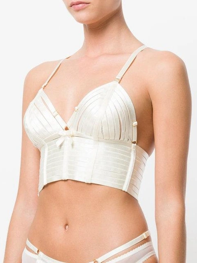 Shop Bordelle Longline Silk Bra In Neutrals