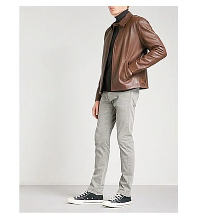 Shop Polo Ralph Lauren Maxwell Leather Jacket In American Brown