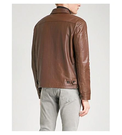 Shop Polo Ralph Lauren Maxwell Leather Jacket In American Brown