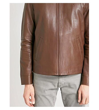 Shop Polo Ralph Lauren Maxwell Leather Jacket In American Brown