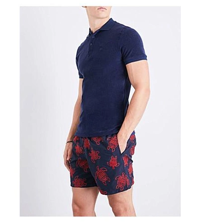 Shop Vilebrequin Turtle-embroidered Swim Shorts In Navy Red