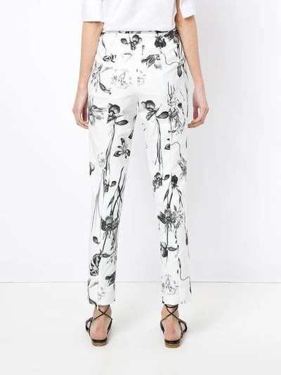 Shop Andrea Marques Printed Skinny Trousers - Est Flores Branca