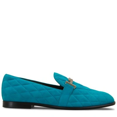 Shop Tod's Loafer In Suede In Green