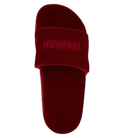 Ivy Park Velvet Embossed Slide Sandal In Chilli Red | ModeSens