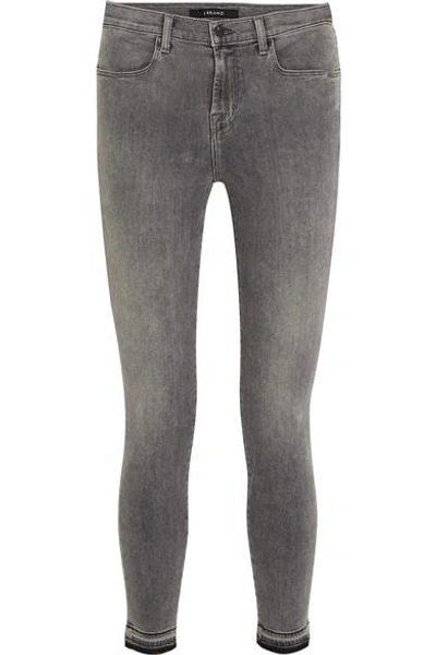 Shop J Brand Alana Cropped High-rise Skinny Jeans In Gray