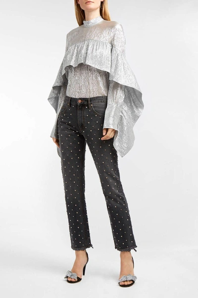Shop Isabel Marant Ulano Fringed Crystal-embellished Straight-leg Jeans