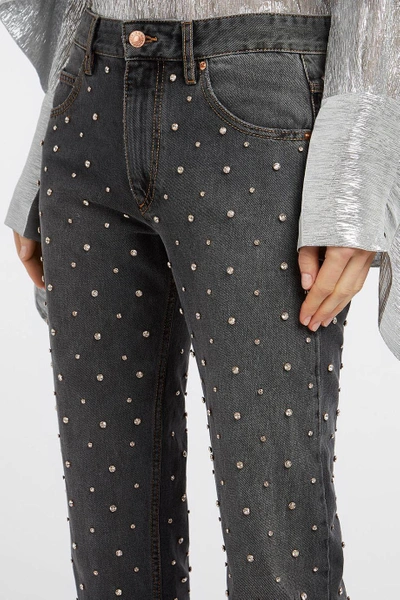 Shop Isabel Marant Ulano Fringed Crystal-embellished Straight-leg Jeans