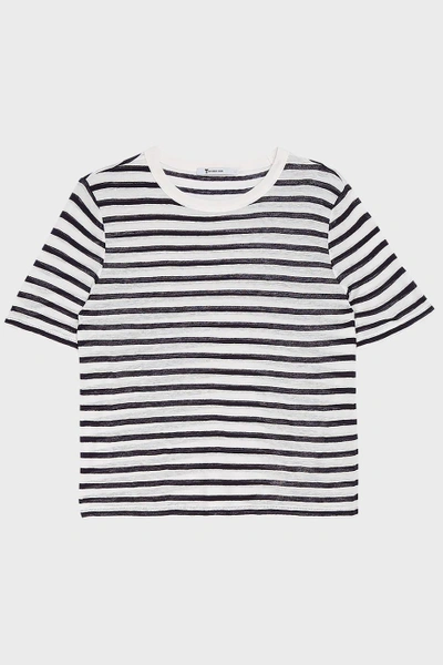 Shop Alexander Wang T Striped Slub Jersey T-shirt In Midnight-blue And White