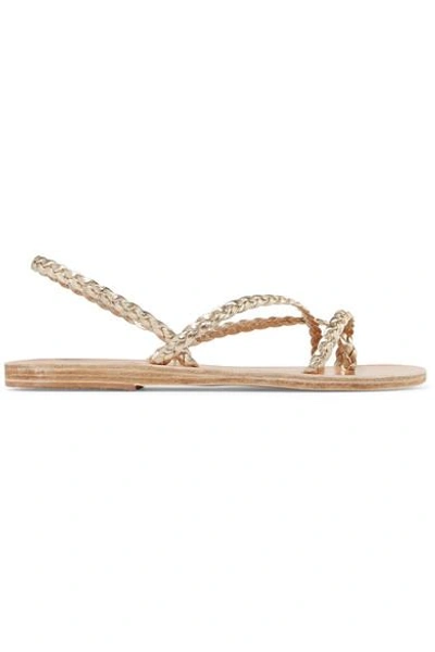 Shop Ancient Greek Sandals Yianna Braided Metallic Leather Sandals In Gold