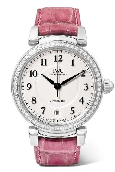 Shop Iwc Schaffhausen Da Vinci Automatic 36 Alligator, Stainless Steel And Diamond Watch In Silver