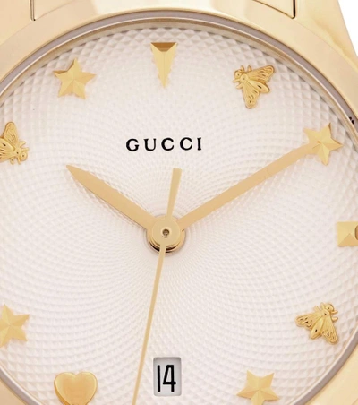 Shop Gucci G-timeless Small Gold-plated Stainless Steel Watch