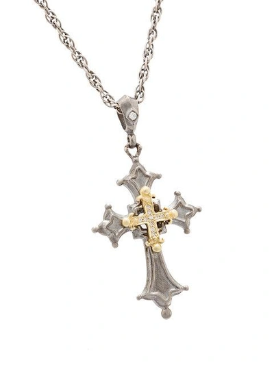 Shop Roman Paul Cross Necklace In Metallic