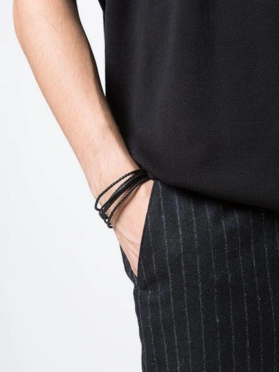Shop Tateossian Cobra Leather Bracelet In Black