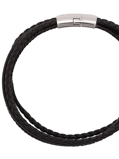 Shop Tateossian Cobra Leather Bracelet In Black