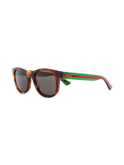 Shop Gucci Web Detail Tortoiseshell Sunglasses In Green