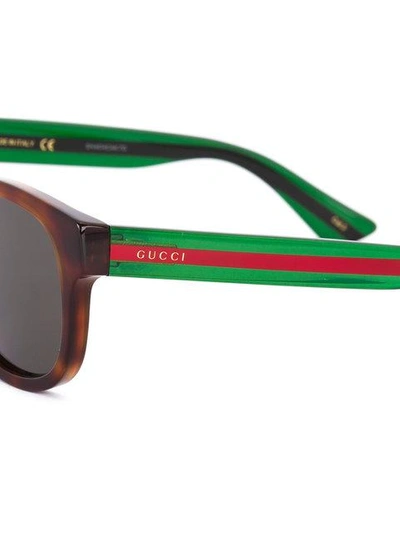 Shop Gucci Web Detail Tortoiseshell Sunglasses In Green