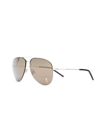 Shop Saint Laurent Monogram M11 Sunglasses In Black