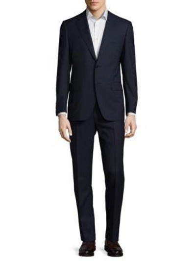 Shop Canali Two-piece Solid Suit In Navy
