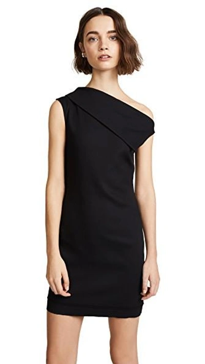 Shop Helmut Lang Asymmetrical Mini Dress In Black