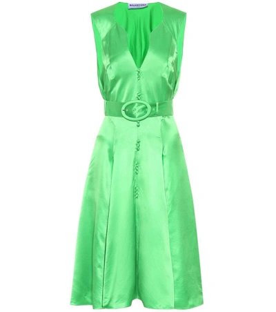 Shop Balenciaga Silk Satin Top In Green