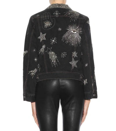 Shop Isabel Marant Eloise Beaded Denim Jacket In Dark Grey