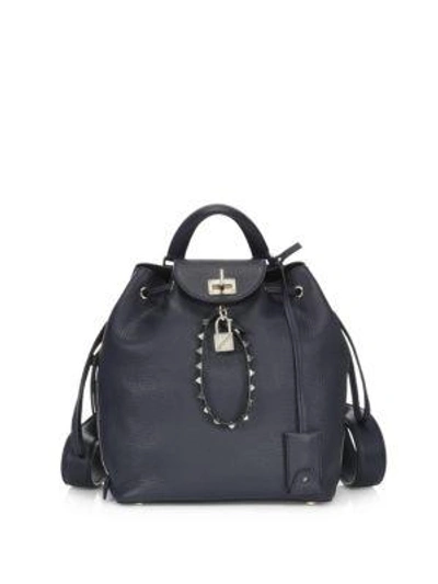 Shop Valentino Rockstud Leather Backpack In Black