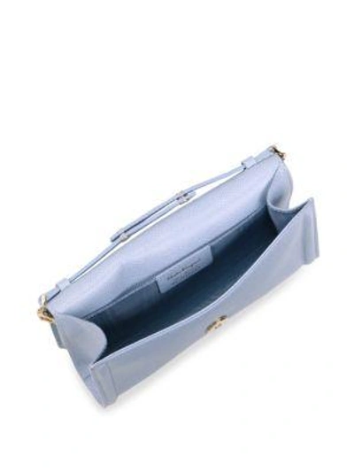 Shop Ferragamo Vara Leather Mini Crossbody Bag In Pale Blue