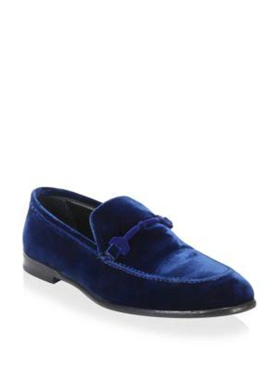 Shop Jimmy Choo Marti Velvet Loafers In Navy