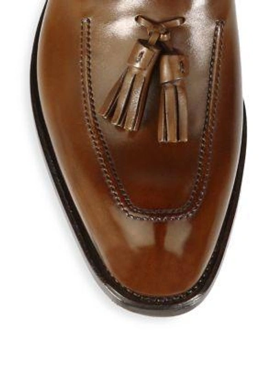 Shop Ferragamo Corrado Leather Tassel Loafers In Noce