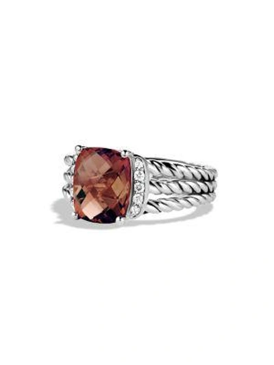 Shop David Yurman Wheaton Petite Ring With Diamonds In Garnet