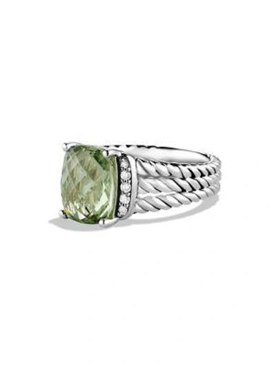 Shop David Yurman Women's Wheaton Petite Ring With Diamonds In Prasiolite