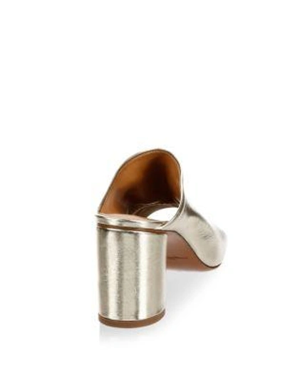 Shop Robert Clergerie Caren Mid-heel Leather Mules In Platinum