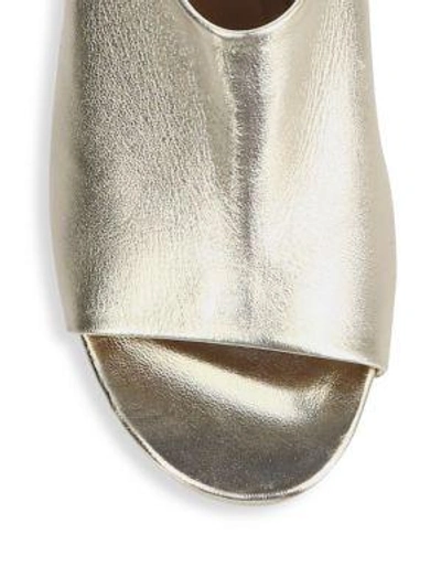 Shop Robert Clergerie Caren Mid-heel Leather Mules In Platinum