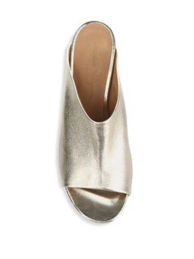 Shop Robert Clergerie Caren Mid-heel Leather Mules In Platinum