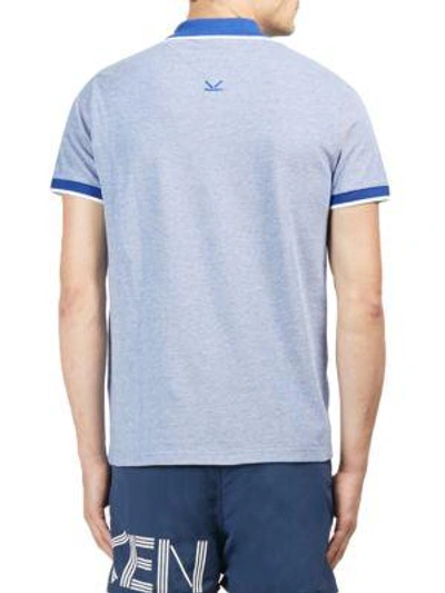 Shop Kenzo Short Sleeve Cotton Chambray Polo In Royal Blue
