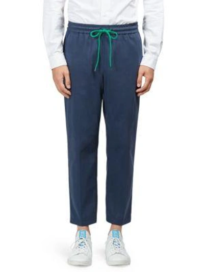 Shop Kenzo Relaxed Cotton Jogger Trousers In Navy Blue