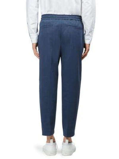 Shop Kenzo Relaxed Cotton Jogger Trousers In Navy Blue