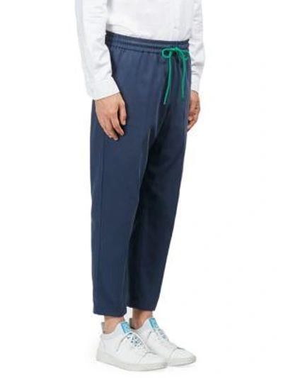 Shop Kenzo Relaxed Cotton Jogger Pants In Navy Blue