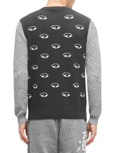 Shop Kenzo Allover Eye Cotton Sweater In Black