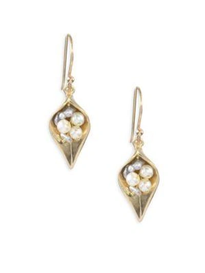 Shop Annette Ferdinandsen 1-3mm Pearl & 14k Gold Small Day Flower Earrings In Yellow Gold