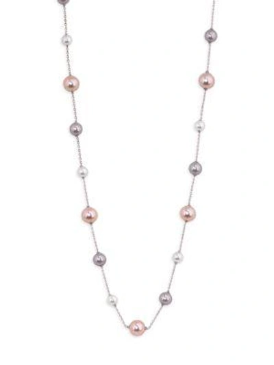 Shop Majorica Colorful Pearl & Sterling Silver Necklace In Multi