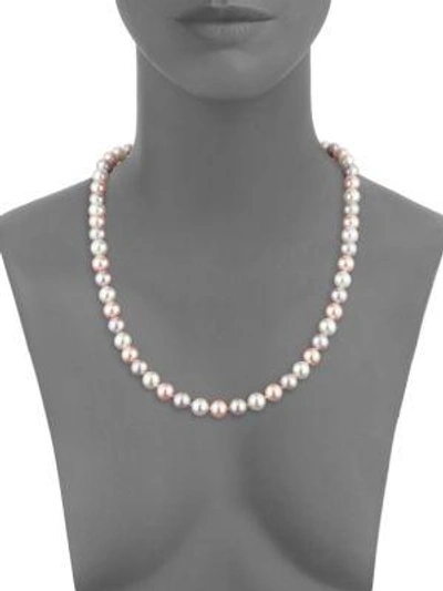 Shop Majorica Tri-tone Faux Pearl Necklace In Pink