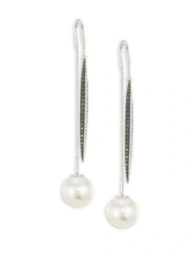 Shop Yoko London Women's 18k White Gold, 13-14mm Australian Southsea Pearl & Diamond Threader Earrings