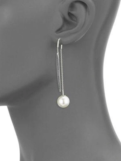 Shop Yoko London Women's 18k White Gold, 13-14mm Australian Southsea Pearl & Diamond Threader Earrings
