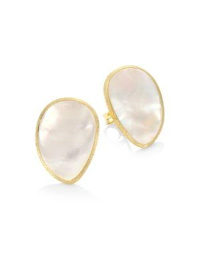 Shop Marco Bicego Lunaria 18k Yellow Gold & White Mother-of-pearl Stud Earrings