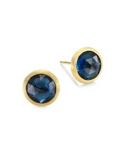 Shop Marco Bicego Women's Jaipur London Blue Topaz Stud Earrings In Yellow Gold